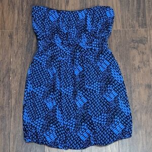 Banana Republic Size Small Blue Strapless Dress Mini Stretch Geometric